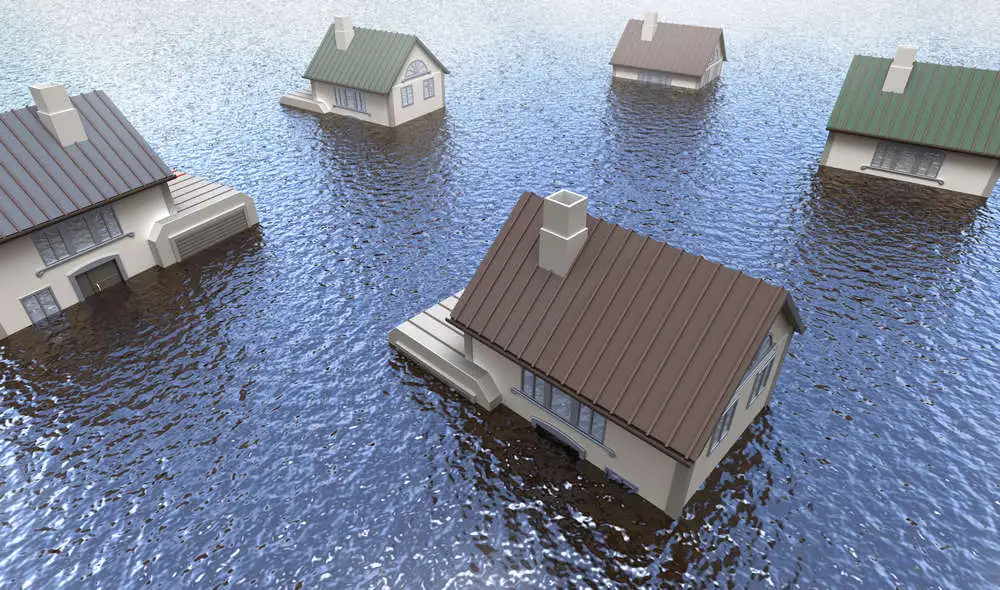 illustration of flooding of a residential area